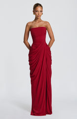Cyra Maxi Dress - Deep Red